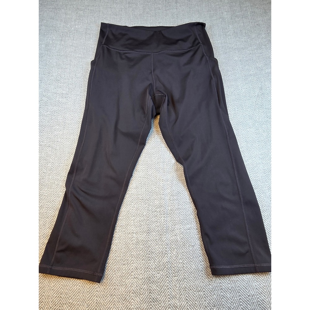 Tek Gear Ultrastretch Black Capri Leggings Pockets High Rise Activewear 14.5"